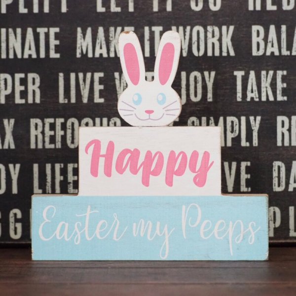 画像1: Happy Easter My Peeps ウッドプレート (1)